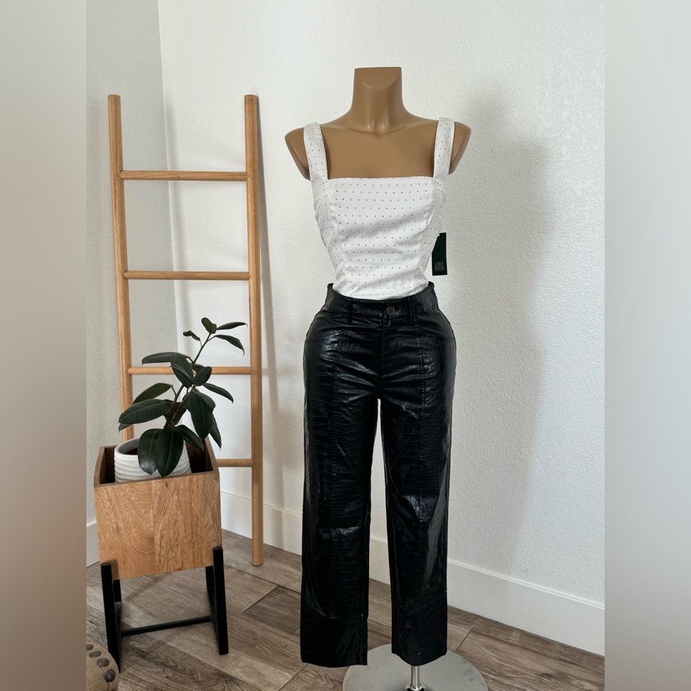 NWT Women's High-Rise Faux Croc Pants - A New Day
Black 2